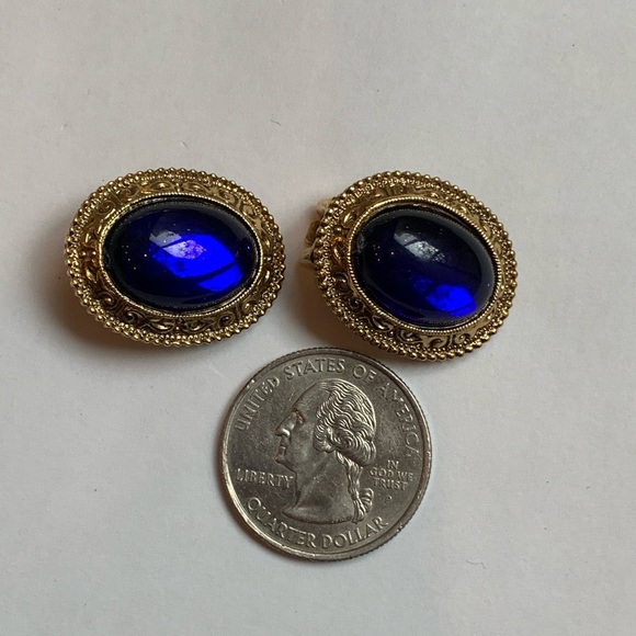 Lot 5 Pair Clip On Earrings Vintage Rhinestone Crystal Silver Gold Tone Costume - Picture 5 of 15